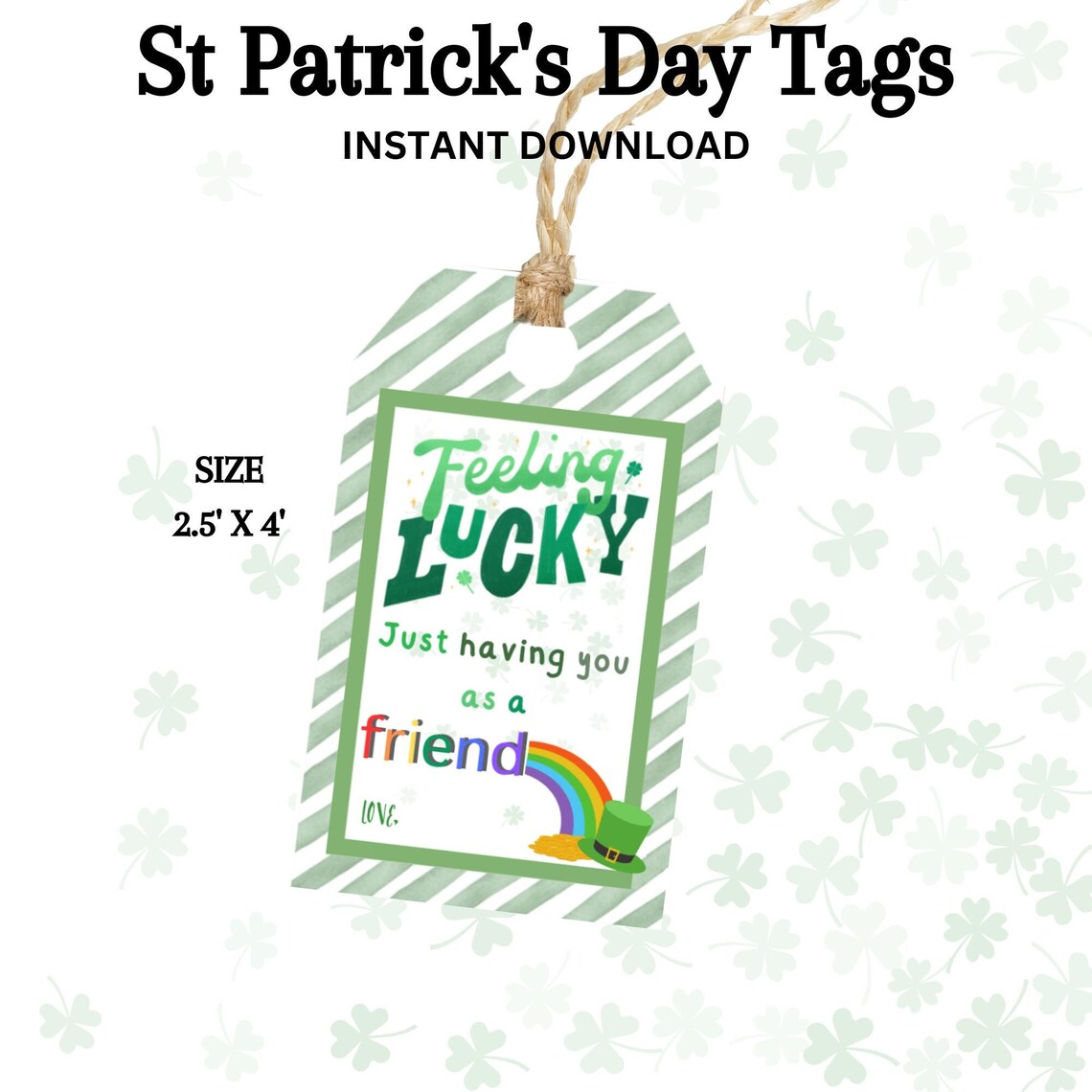St Patrick's Day Gift Tags, Printable Gift Tags, Kids Gift Tags, St ...
