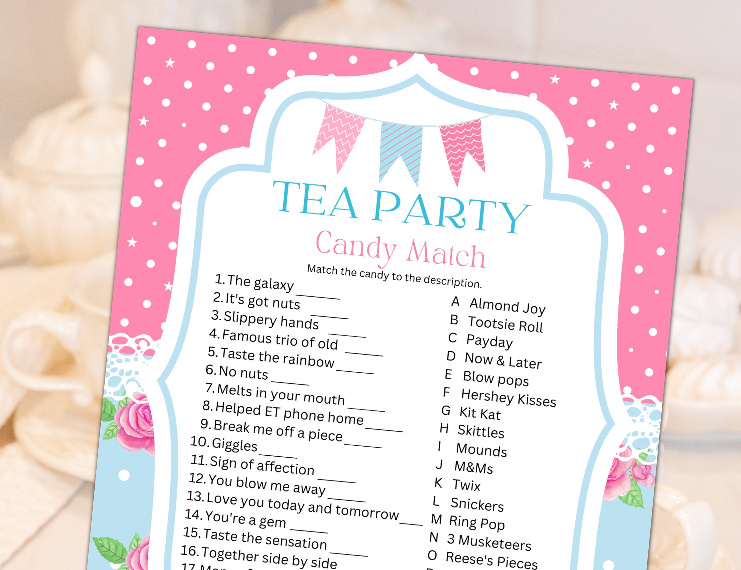 Printable Tea Party Game,tea Party Birthday,tea Party Baby Shower, Tea ...