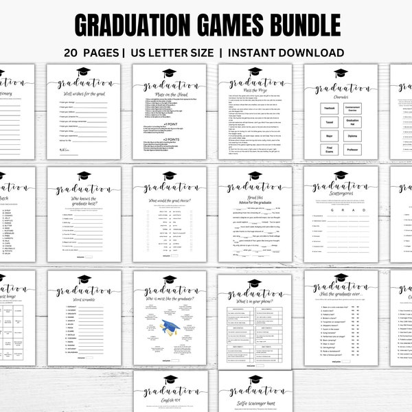 Printable Graduation Games, 2024 Graduation Games, Graduation Party Games, Grad Party, Class of 2024, Grad Games