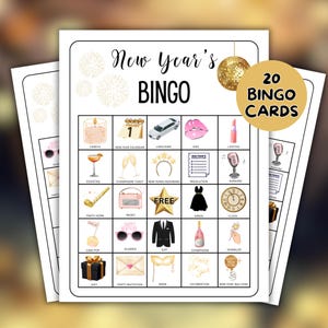 New Year&#39;s Eve Bingo Games, 2025 New Year&#39;s Games, NYE Party Game,  New Years Eve Adult Party Games,  Printable New Years Eve Bingo Games