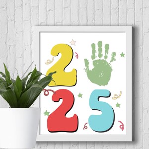 2025 New Years Handprint Art, New Year Craft, Kids Handprint Art Craft, Art for children, Keepsake Art, New Year Craft Idea, Printable Art