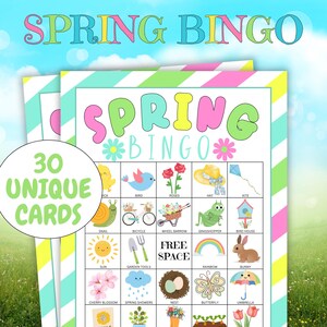 30 FRÜHLING Bingokarten, Spaß Frühlings Bingo Spiel, Kind Frühling Aktivität, Spaß Ostern Spiel, Schule Party Spiel, Klassenaktivität, Frühling Spiel