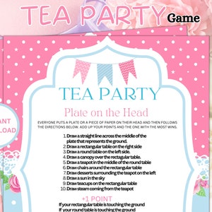 Printable Tea Party Game,Tea Party Birthday,Tea Party Baby Shower, Tea Party Bridal Shower, Tea Party Game Adults Kids Toddler, Bridal Tea