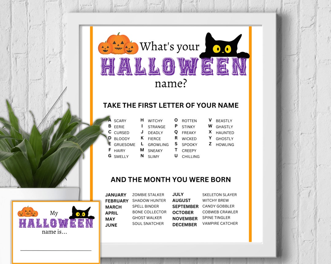 What's Your Halloween Name Game, Halloween Party Activity, Halloween ...