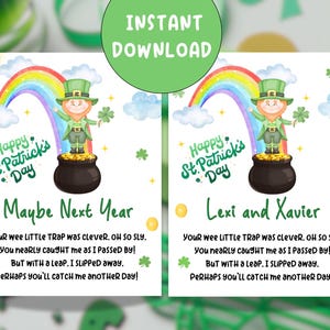 Carta para niños sobre cómo atrapar un duende, nota para el día de San Patricio, carta para imprimir sobre un duende, juego para atrapar duendes, juego para imprimir sobre el día de San Patricio