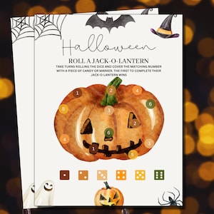 Halloween Party Game, Roll a Jack-o-Lantern, Halloween Party Activities, Halloween adult Party, Fall October party games, Kid game printable