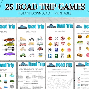 Car ride Road Trip Game Bundle, Road Trip Activities, Kids Travel Game, Kids Car Activity, Travel Vacation Activities, Family Road Trip Game