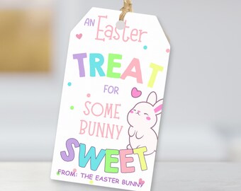 Easter Gift Tag, Easter bunny, Favor gift tag, Easter Basket gift tag,  Happy Easter Gift Tag, Student Class Easter tag Printable Download