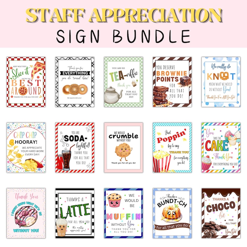 Appreciation Sign Bundle, Teacher Appreciation, Staff Appreciation, Team Employee Nurse ...
