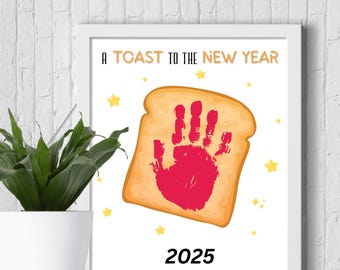 2025 New Years Handprint Art, New Year Craft, Kids Handprint Art Craft, Art for children, Keepsake Art, New Year Craft Idea, Printable Art