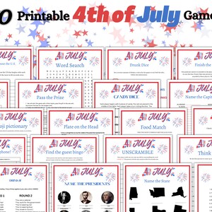 Paquete de juegos del 4 de julio, Juegos familiares imprimibles, Juegos de fiestas patrióticas, Juegos para niños y adultos, Actividad del 4 de julio, Juegos imprimibles