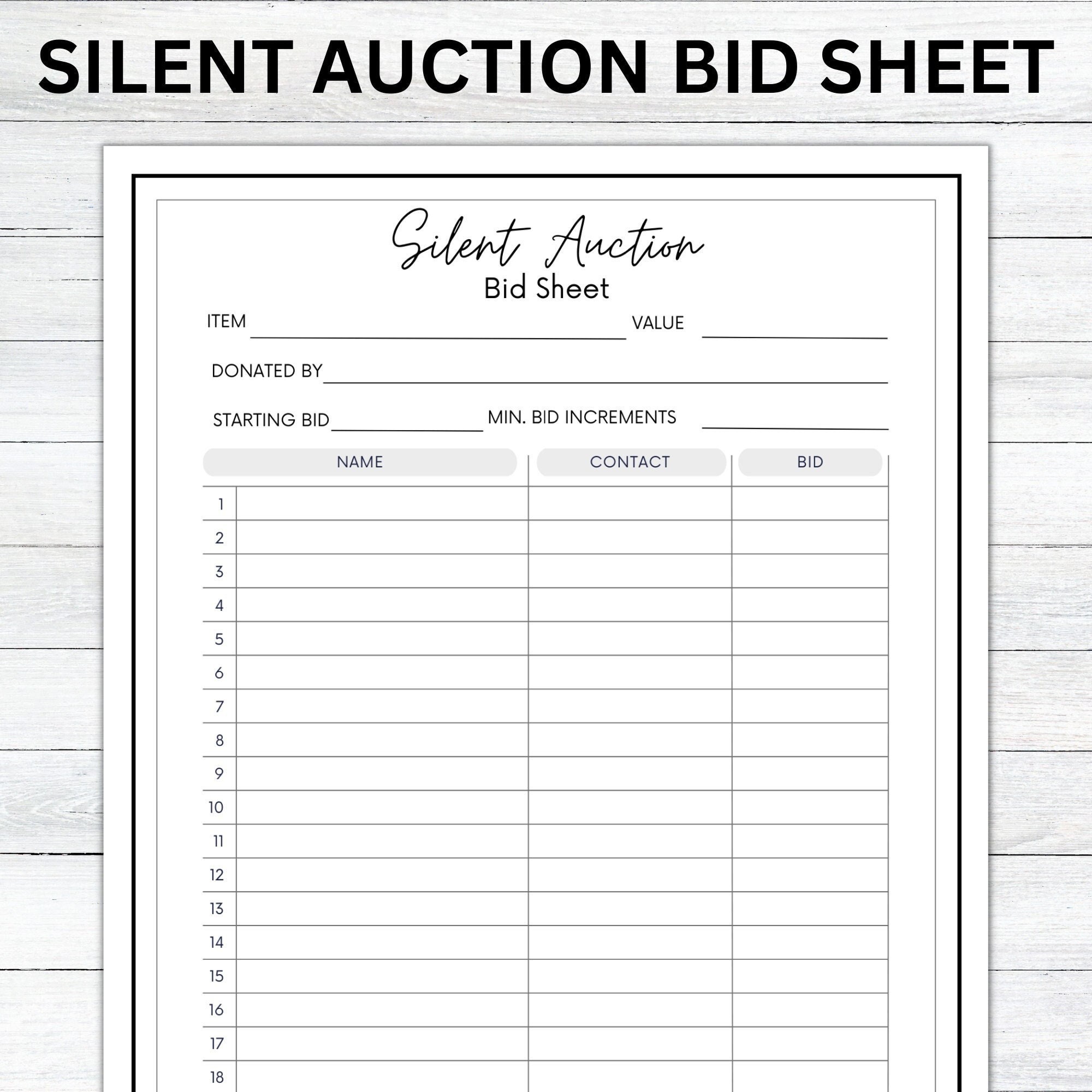 Printable Silent Auction Form Astra edu pl Printable Silent Auction Form Astra edu pl
