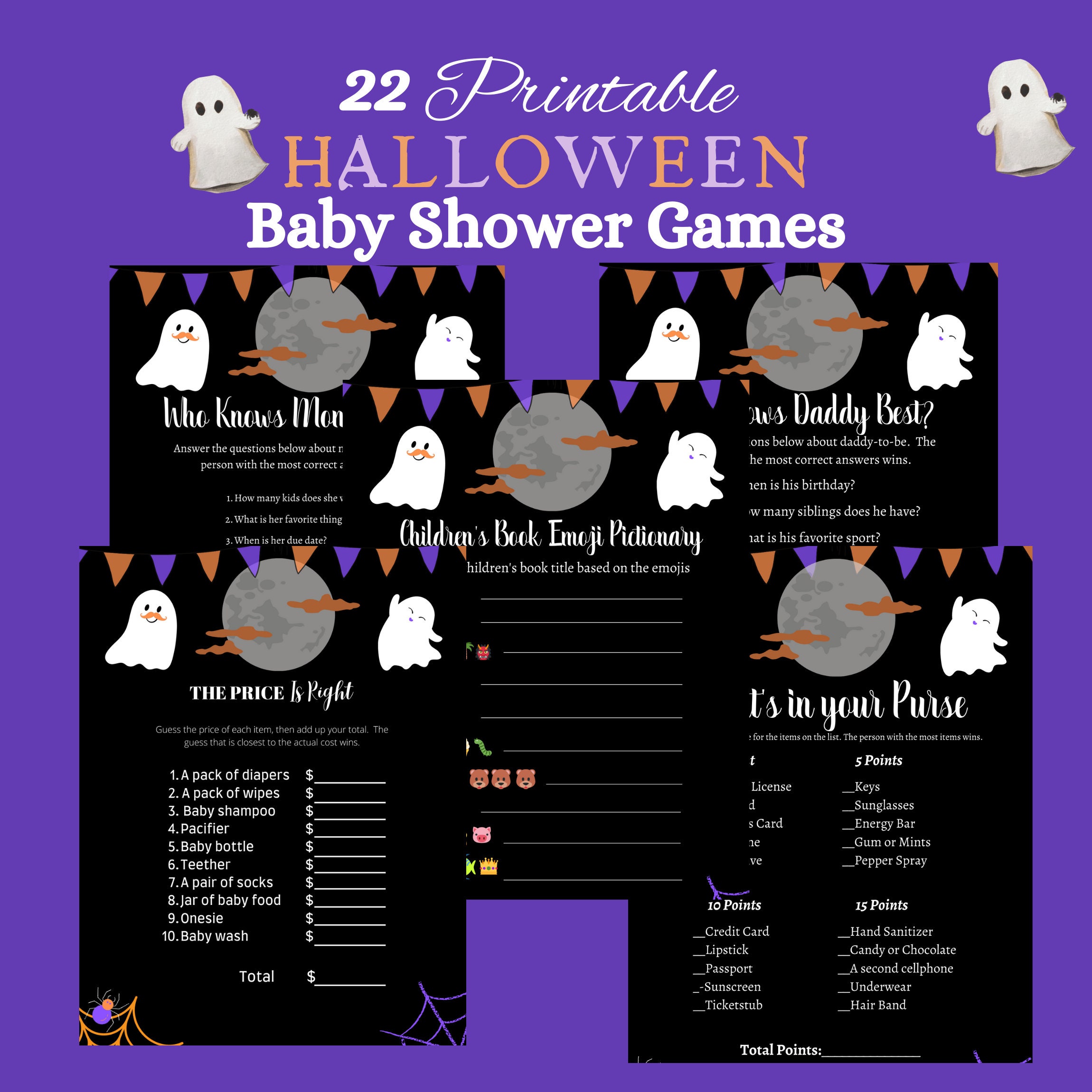 22 Printable Halloween Baby Shower Games to Keep Your Guests - Etsy