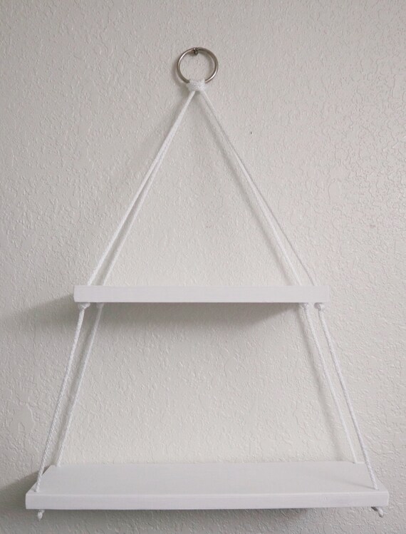 2 Tier White Hanging Shelf Floating Shelf Matte White Etsy