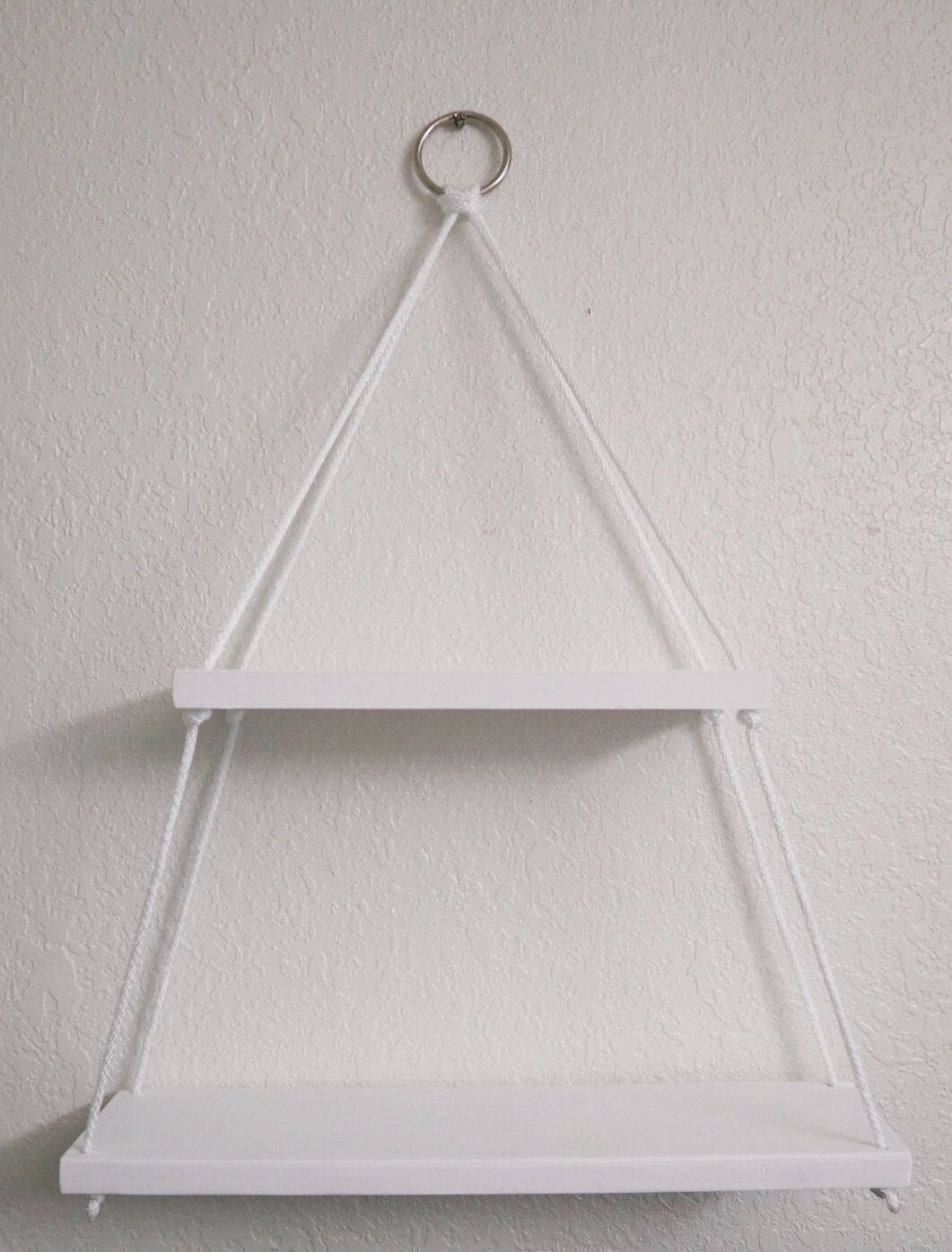 2 Tier White Hanging Shelf Floating Shelf Matte White Etsy