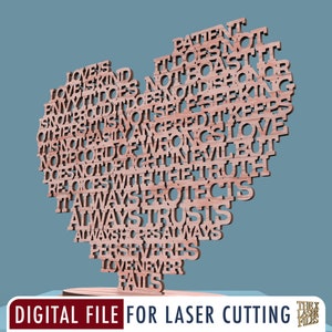 Korinther 13: 4 - Liebe ist geduldig Herz Laser Cut Datei svg dxf pdf eps ai DIGITALE DATEI