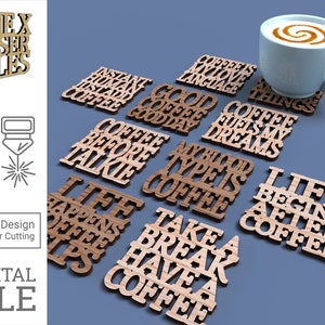 Sottobicchieri "Coffee Before Talkie" - File tagliato al laser in formato svg dxf pdf eps ai FILE DIGITALE