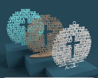 Círculo Cruz Padre Nuestro (Lord&#39;s Prayer Our Father  in Spanish) - Laser Cut File svg dxf pdf eps ai DIGITAL FILE