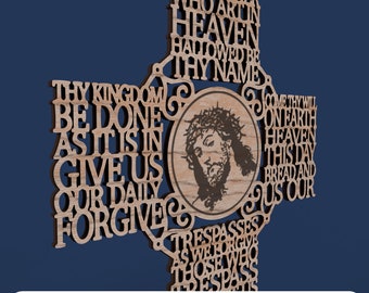 Catholic Lord's Prayer Our Father  Picture Cross - Laser Cut  and Engrave File svg dxf pdf eps ai DIGITAL FILE