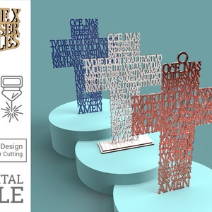 Oče naš (Kroatisch Onze Vader) kruis lasergesneden bestand svg dxf pdf eps ai digitaal bestand