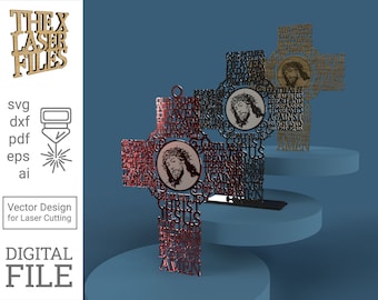 Coptic Lord's Prayer Cross - Laser Cut Vector File (svg dxf pdf eps )