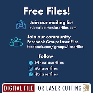 Op de afbeelding: Een blauwe en witte afbeelding met de tekst "Free Files!" en instructies om je aan te melden voor een mailinglijst en een Facebook-groep. De afbeelding bevat ook sociale media-iconen voor Facebook, Instagram en TikTok.