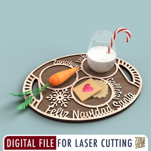Feliz Navidad Santa (Kekstablett auf Spanisch) Laser Cut Datei svg dxf pdf eps ai DIGITALE DATEI