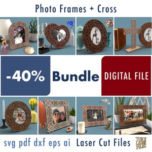 Photo Frames and Cross Bundle - Laser Cut Files Bundle svg dxf pdf eps ai DIGITAL FILE