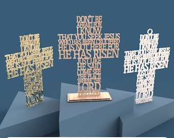 Matthew 28:5 Laser Cut File – He Has Risen Cross SVG DXF (Digital)
