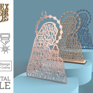Ave o Maria (Italiano Ave Maria) Preghiera Vergine - Cattolico Laser Cut File svg dxf pdf eps ai FILE DIGITALE