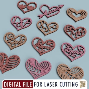 Hearts Valentine&#39;s Day 12 Set - Laser Cut File svg dxf pdf eps ai DIGITAL FILE