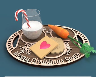 Santa Plate Laser Cut File: Cookies, Milk & Carrot Tray (Digital File)