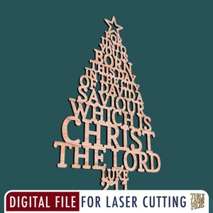 キリスト教のクリスマスツリー「あなた方のために、今日、生まれたのです」ルカ2:11 - レーザーカットファイル svg dxf pdf eps ai デジタルファイル
