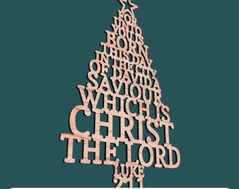 Christian Christmas Tree SVG files for Laser Cutting – Luke 2:11, Religious Decor (Digital File)