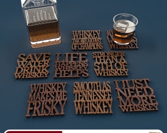 Whiskey Coasters - Laser Cut File svg dxf pdf eps ai DIGITAL FILE