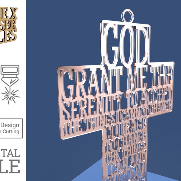 Serenity Prayer Cross Laser Cut File svg dxf pdf eps ai DIGITAL FILE