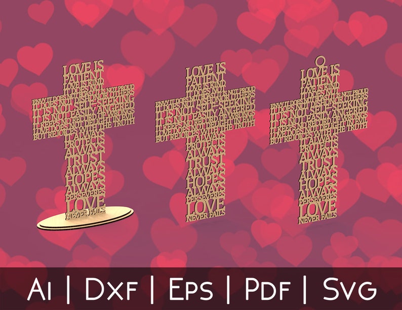 Download Love is Patient Corinthians 13:4 Cross Laser Cut Vector | Etsy