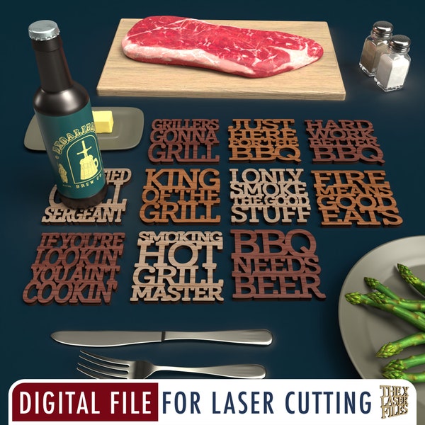 Barbecue Coasters - Laser Cut File svg dxf pdf eps ai DIGITAL FILE