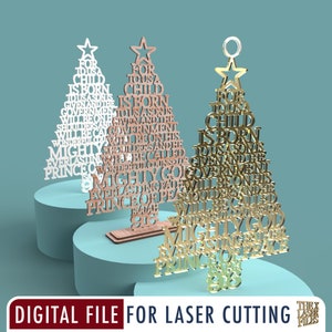 Sapin de Noël d'Ésaïe 9:6 - fichier découpé au Laser svg dxf pdf eps ai fichier numérique