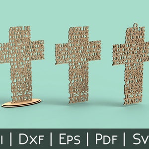 Cruz Angel de la Guarda (croix de prière d'ange gardien en espagnol) - fichier découpé au laser svg dxf pdf eps ai fichier numérique
