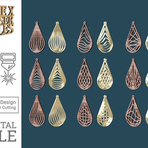 Drop Geometric Earrings - Laser Cut Files svg dxf pdf eps ai DIGITAL FILE
