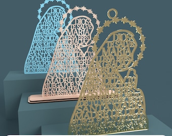 Virgen Ave María (Hail Mary Virgin in spanish) - Catholic Laser Cut File svg dxf pdf eps ai DIGITAL FILE