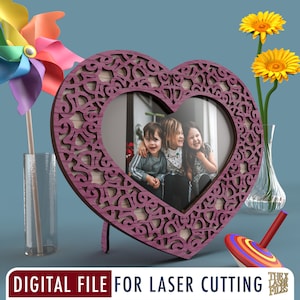 Valentinstag Laser Cut Datei Herz Fotorahmen - svg dxf pdf eps ai DIGITALE DATEI