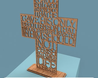 For God so loved the world Cross (John 3:16) - Laser Cut File svg dxf pdf eps ai DIGITAL FILE