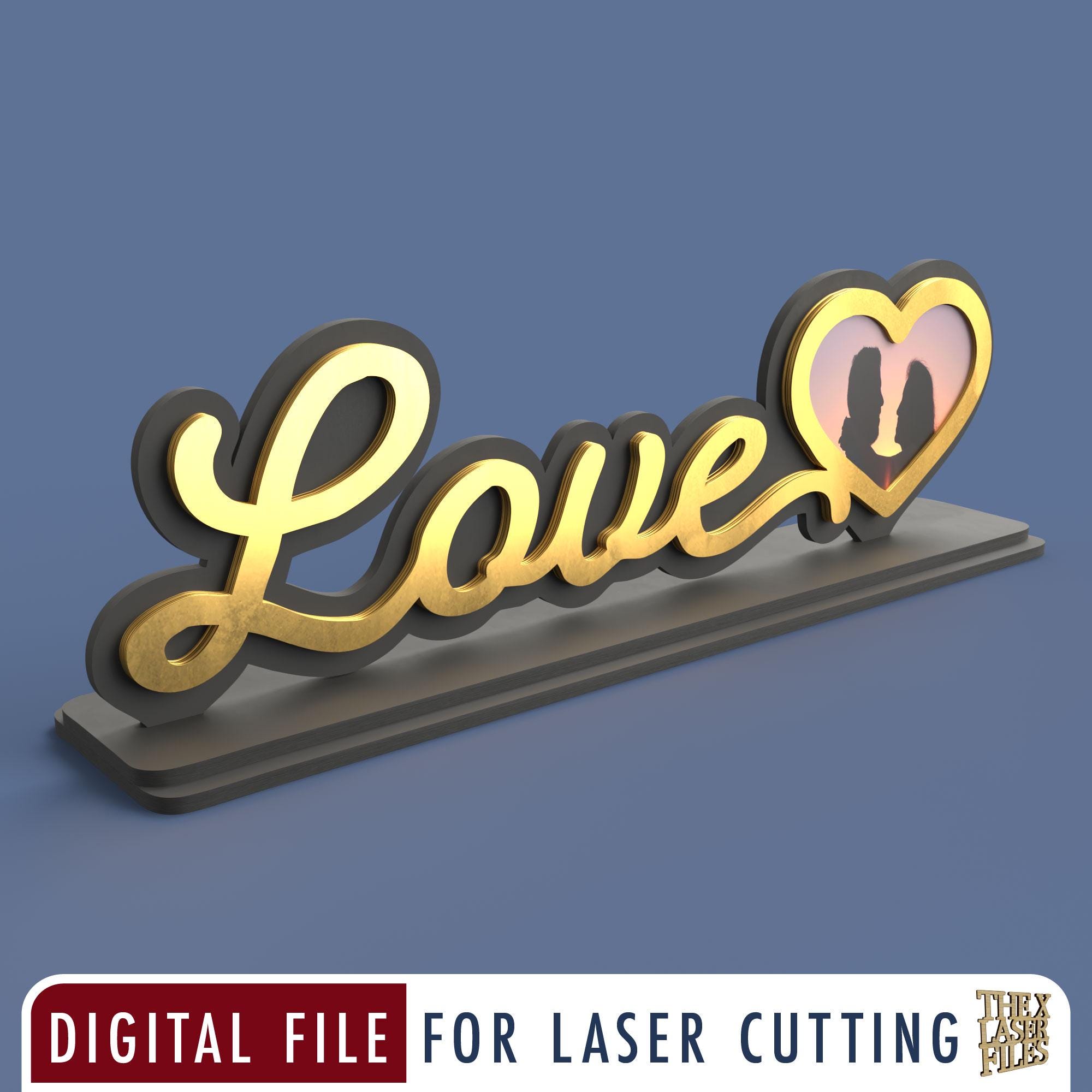 Love Heart Valentine's Sign - Laser Cut File Svg Dxf Pdf Eps DIGITAL ...