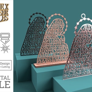 Ave Maria (Portugees Weesgegroet) Virgin Catholic Laser Cut File svg dxf pdf eps ai DIGITAAL BESTAND