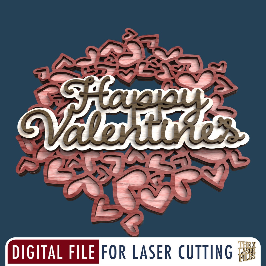 Happy Valentine’s Laser Cut File Hearts Wreath Svg Dxf Pdf Eps Ai