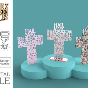 Moderna Ave Maria Croce - Cattolico Laser Cut File svg dxf pdf eps ai FILE DIGITALE
