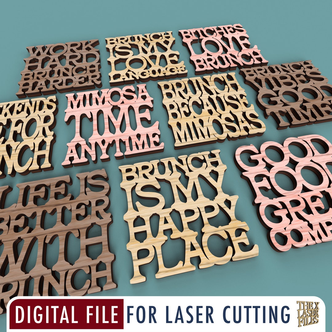 Brunch Coasters - Laser Cut File Svg Dxf Pdf Eps Ai DIGITAL FILE - Etsy
