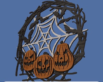 Halloween Wreath 3 layers - Laser Cut File svg dxf pdf eps ai DIGITAL FILE